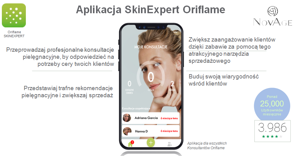 Aplikacja SkinExpert Oriflame na smartfonie